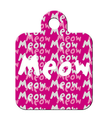 ID Tag Square Small Meow Pink -